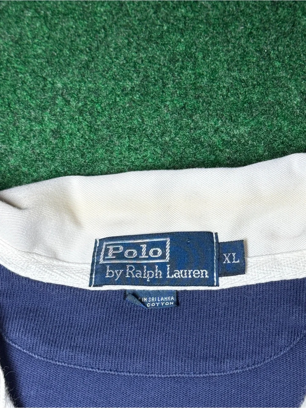 Polo Ralph Lauren Long Sleeve Rugby Shirt XL Blue Padded Elbow Patch Vintage 90s